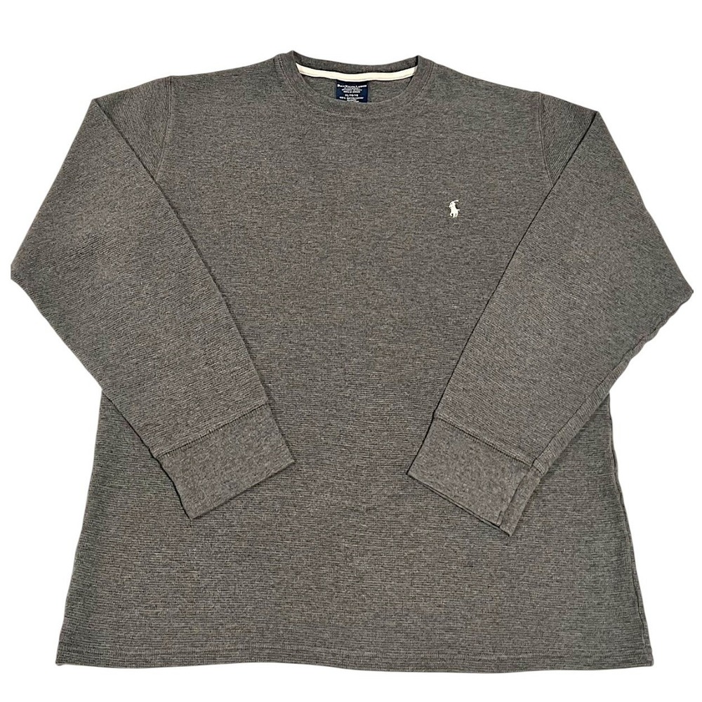 Polo Ralph Lauren Men's XL Thermal Waffle Knit Long Sleeve Shirt Charcoal